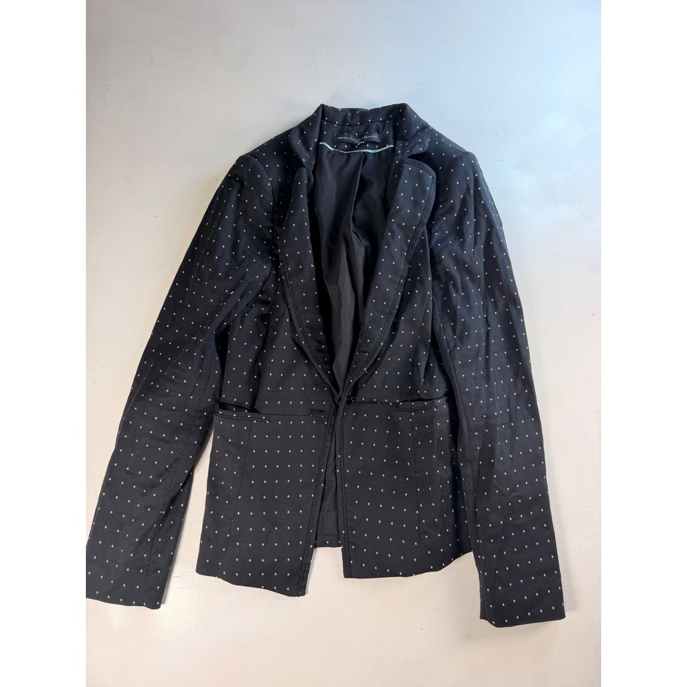 White House Black Market Blazer Women 0 Black Excellent Diamond Print Tailored